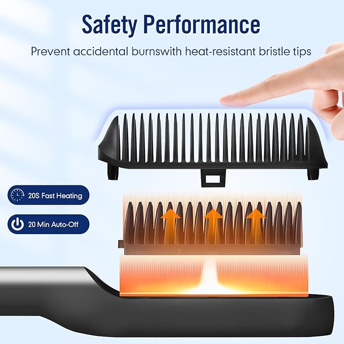 Silken Serenity Ionic Hair Straightener Brush – Fast Heating, 5 Temp Settings & Anti-Scald Design